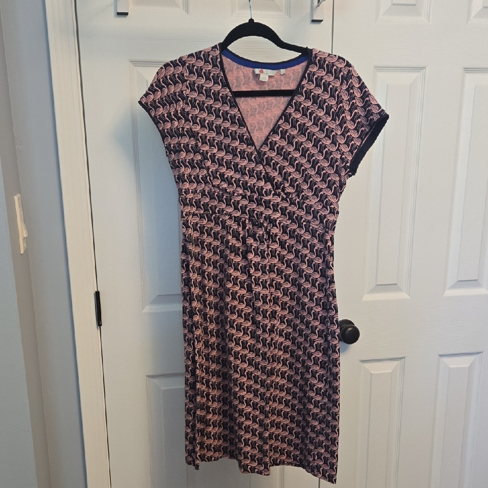 Boden Pink and Black Geometric Midi Dress